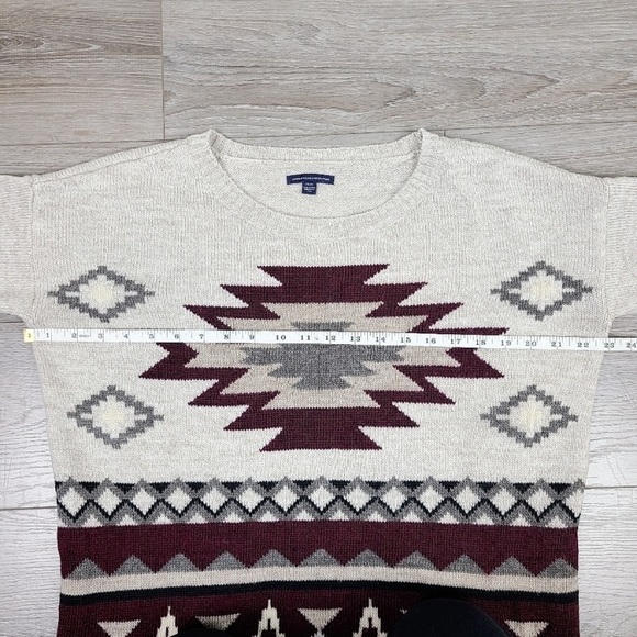 American Eagle Outfitters Aztec Print Wool Blend Crewneck Sweater Medium - Picture 11 of 13